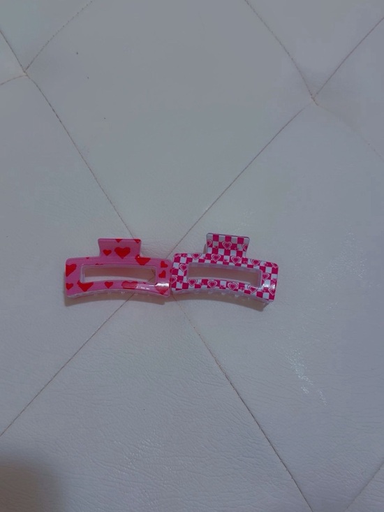 Otherwild Accessories - Otherwild Pink Heart & Check Kids Hair Claw Clips - Set of 2